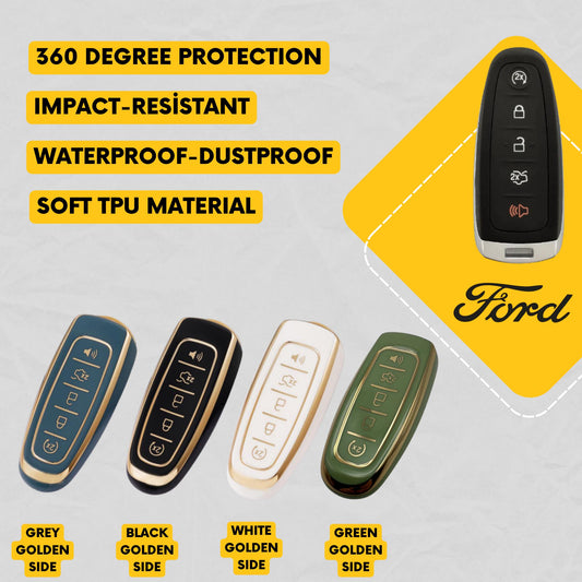 FORD 5-Button Key Fob Cover for Escape, Expedition, Flex, Explorer, Taurus, Navigator - Tpu Remote Case