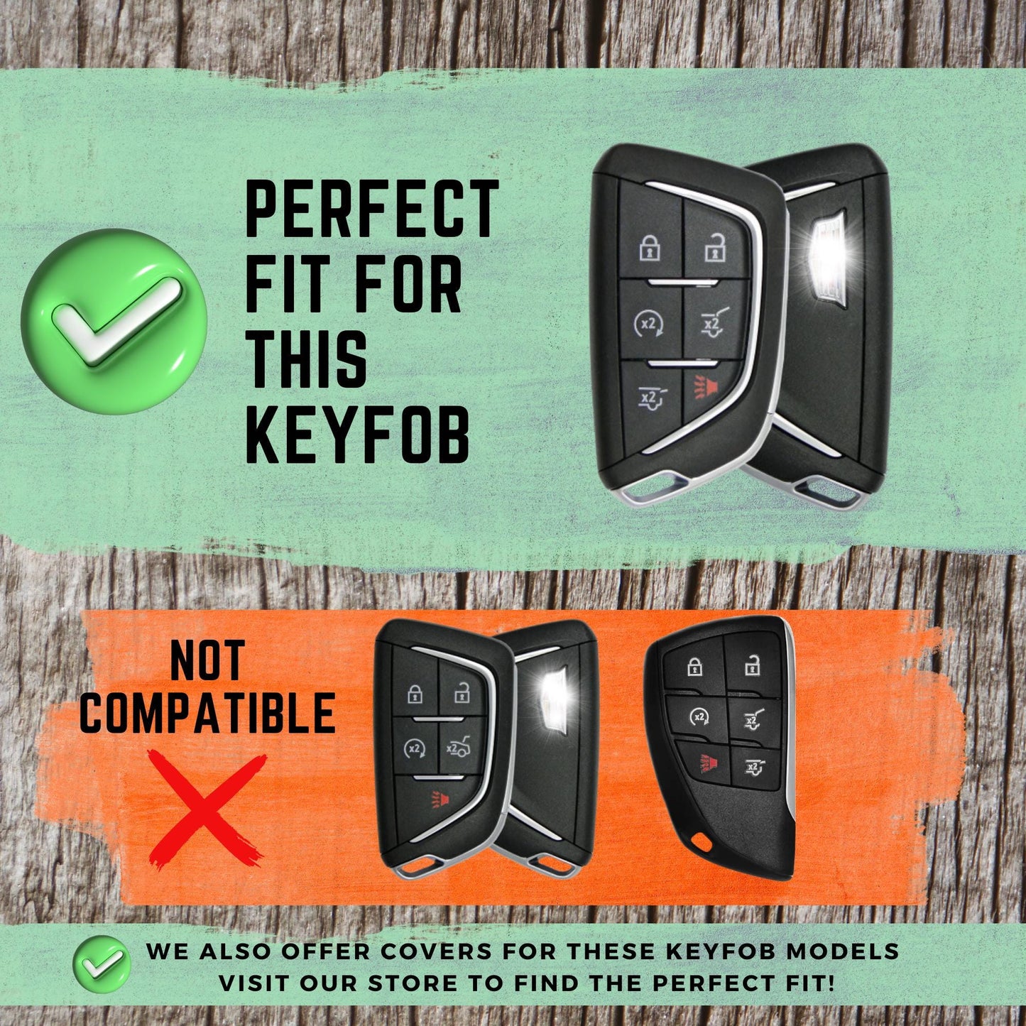 CADILLAC Compatible 6-Button Key Fob Cover for Escalade - Tpu Remote Case