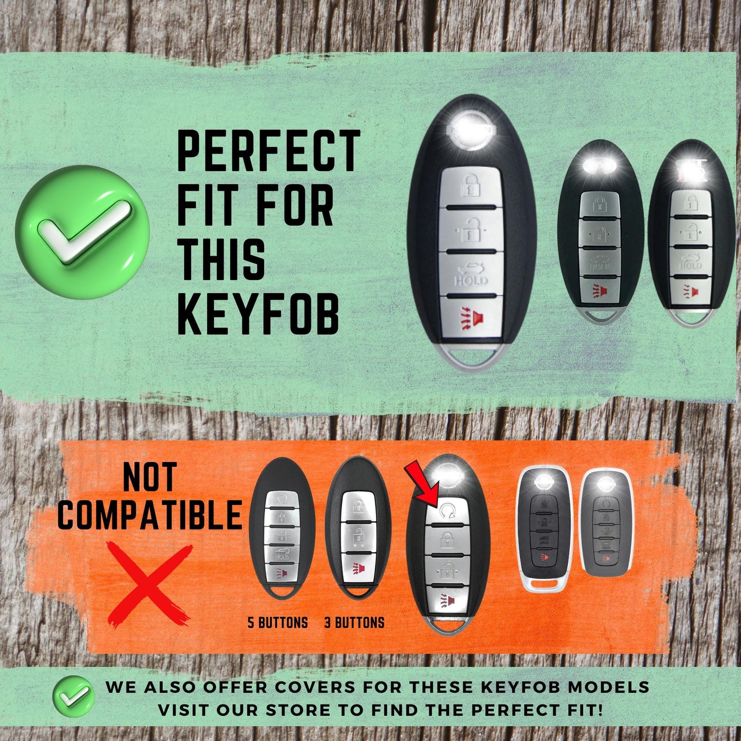 NISSAN INFINITI 4-Button Key Fob Cover for Altima, QX60, Rogue - Tpu 360 Protection