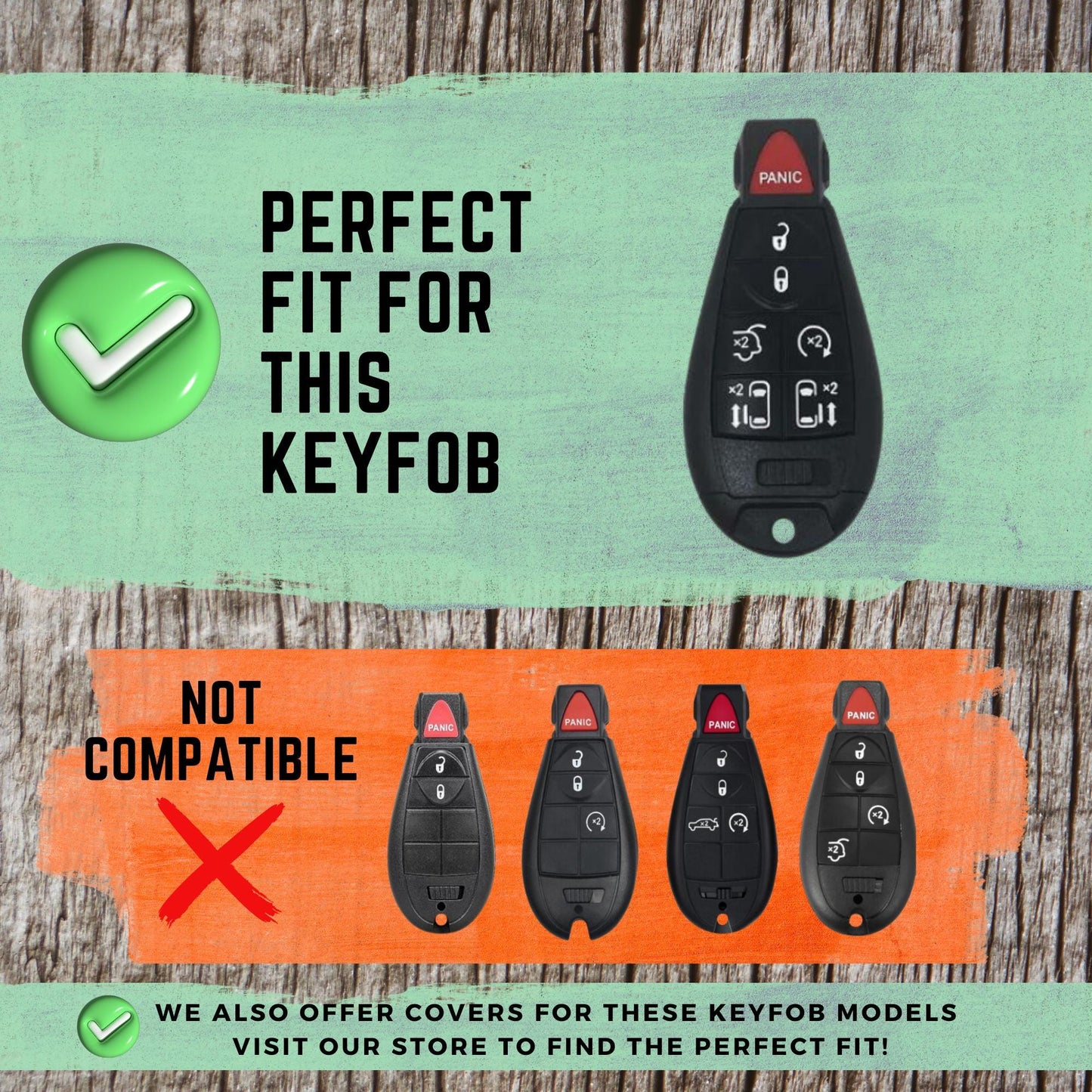 DODGE CHRYSLER 7-Button Key Fob Cover for Town & Country, Grand Caravan - Tpu Remote Case