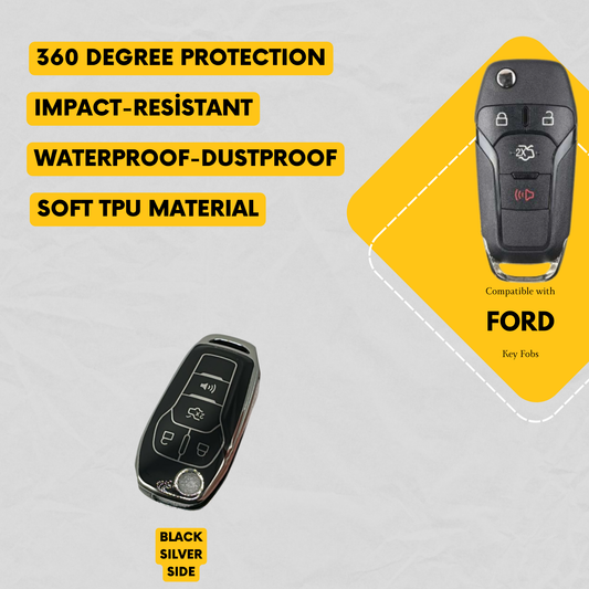 FORD-Compatible 4-Button Key Fob Cover for Transit, Transit Connect, Fusion – TPU Remote Case
