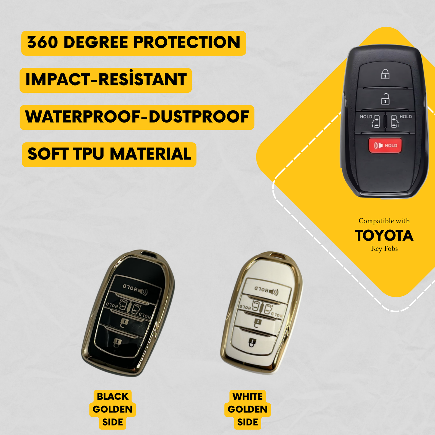 TOYOTA 5-Button Key Fob Cover for Sienna Smart Key - Tpu Remote Case