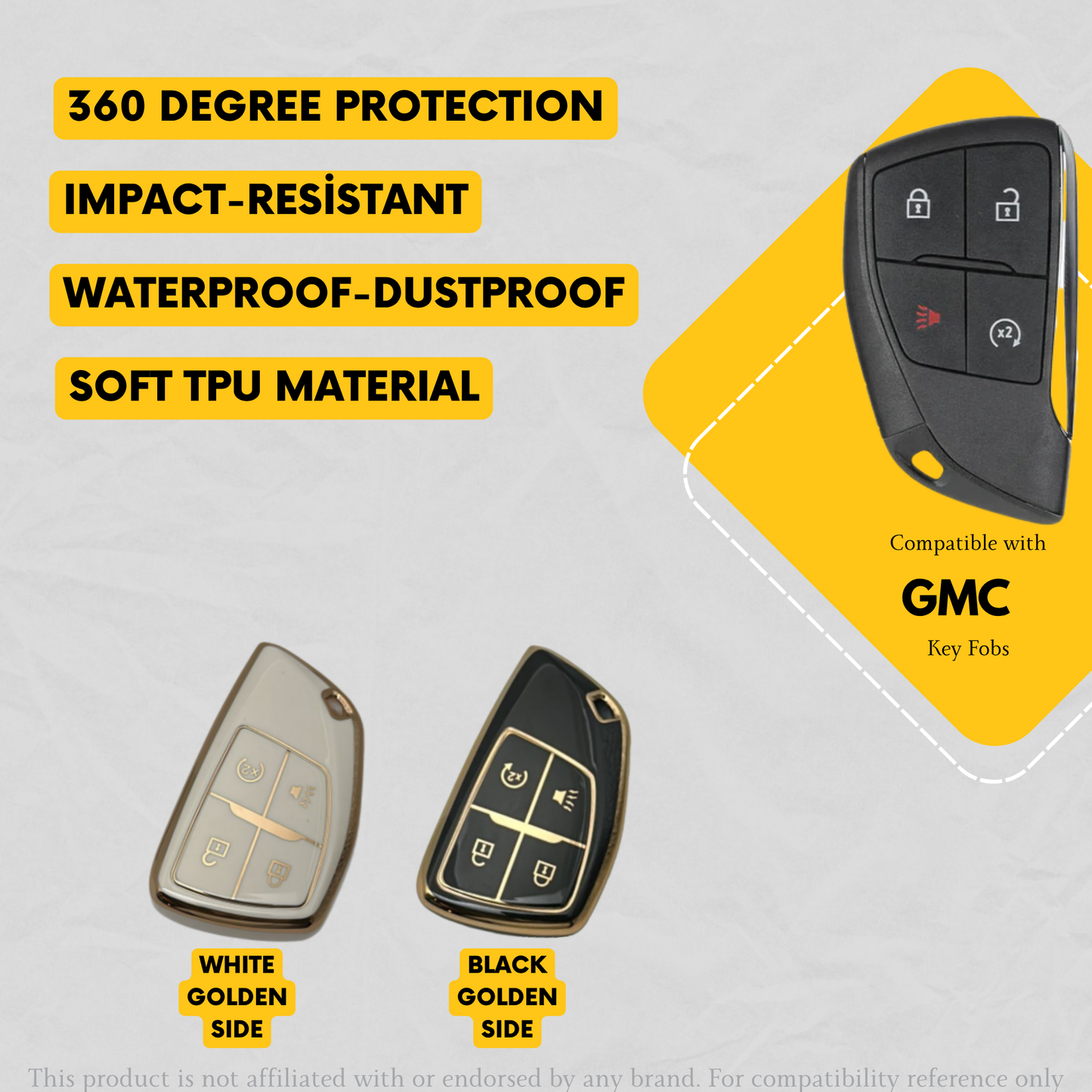 GMC-Compatible 4-Button Key Fob Cover for Sierra, Canyon – TPU Remote Case
