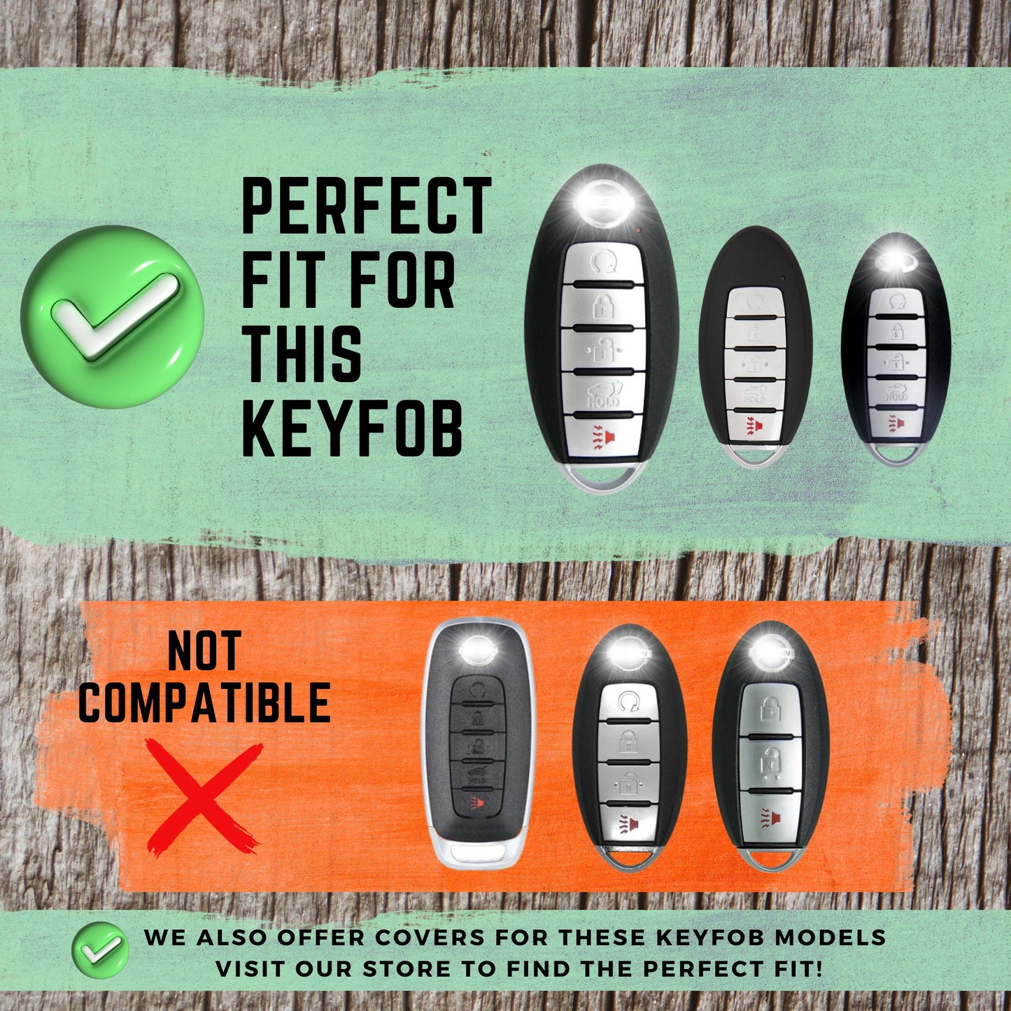 NISSAN INFINITI 5-Button Key Fob Cover for Altima, Maxima, Pathfinder, Q50, Q60, QX60
