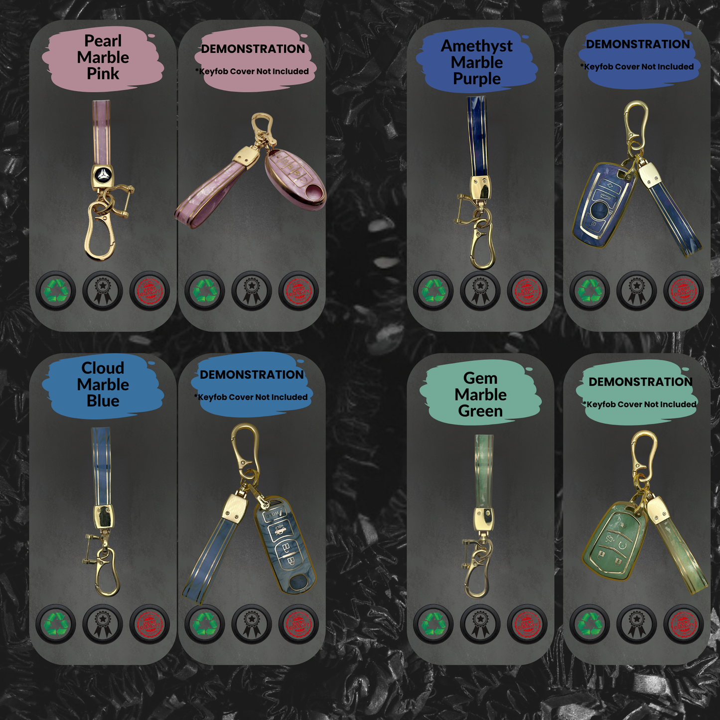 Color-Matched Keychain with Golden Accent - Perfect Pair for Keyfob Covers