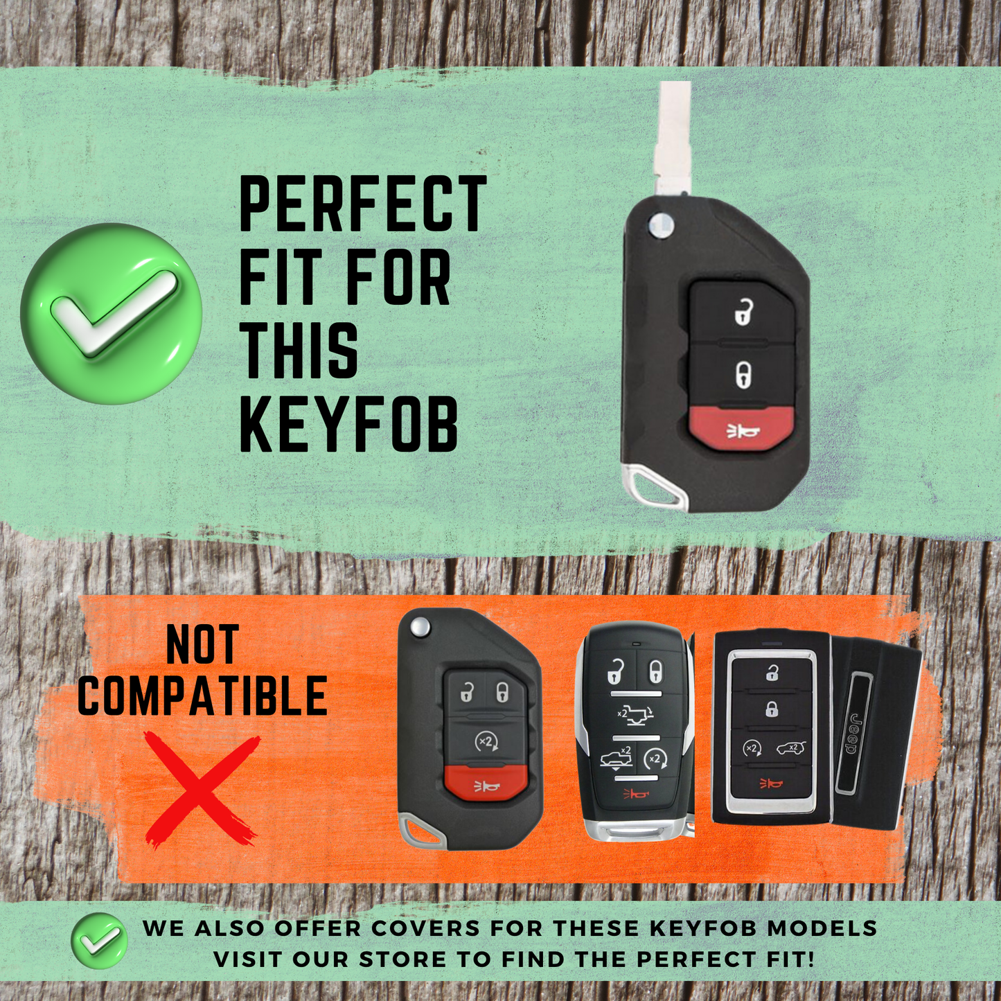 JEEP-Compatible 3-Button Smart Key Fob Cover for Wrangler, Gladiator – TPU Remote Case