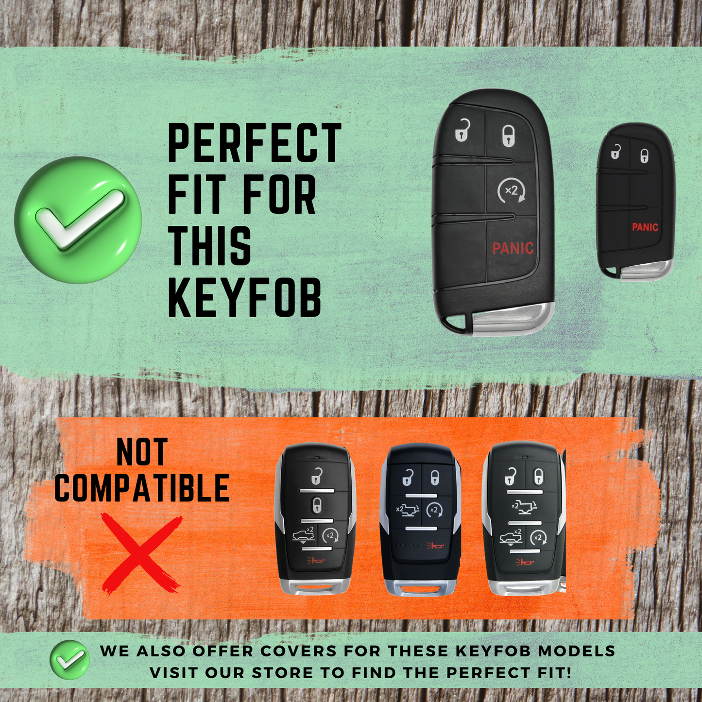JEEP DODGE Compatible 4-Button Key Fob Cover for Cherokee, Grand Cherokee, Durango, Journey - TPU Case (Copy)