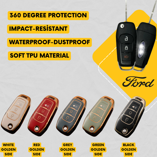 FORD 3-Button Flip Key Fob Cover for F-Series, Maverick, Transit Van