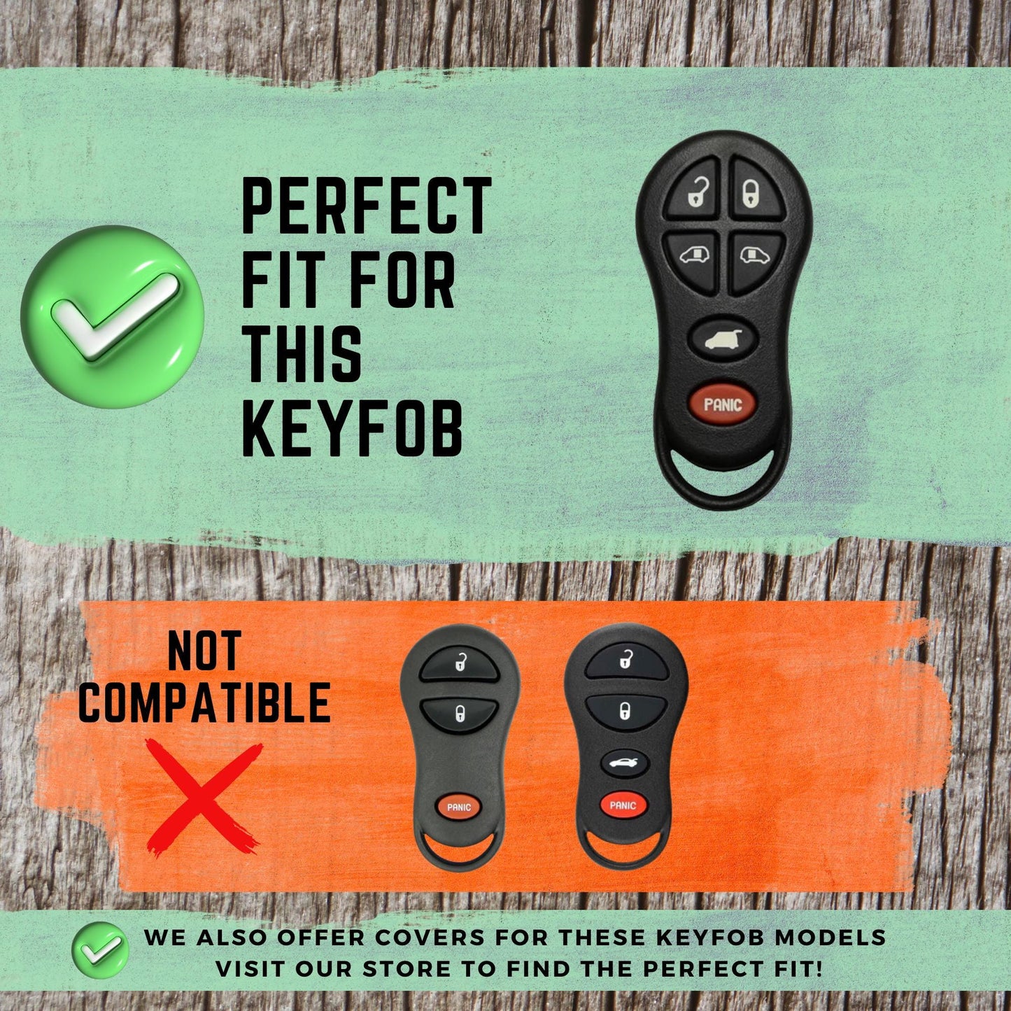CHRYSLER 6-Button Key Fob Cover for Town & Country, Voyager, Grand Caravan - Tpu Remote Case