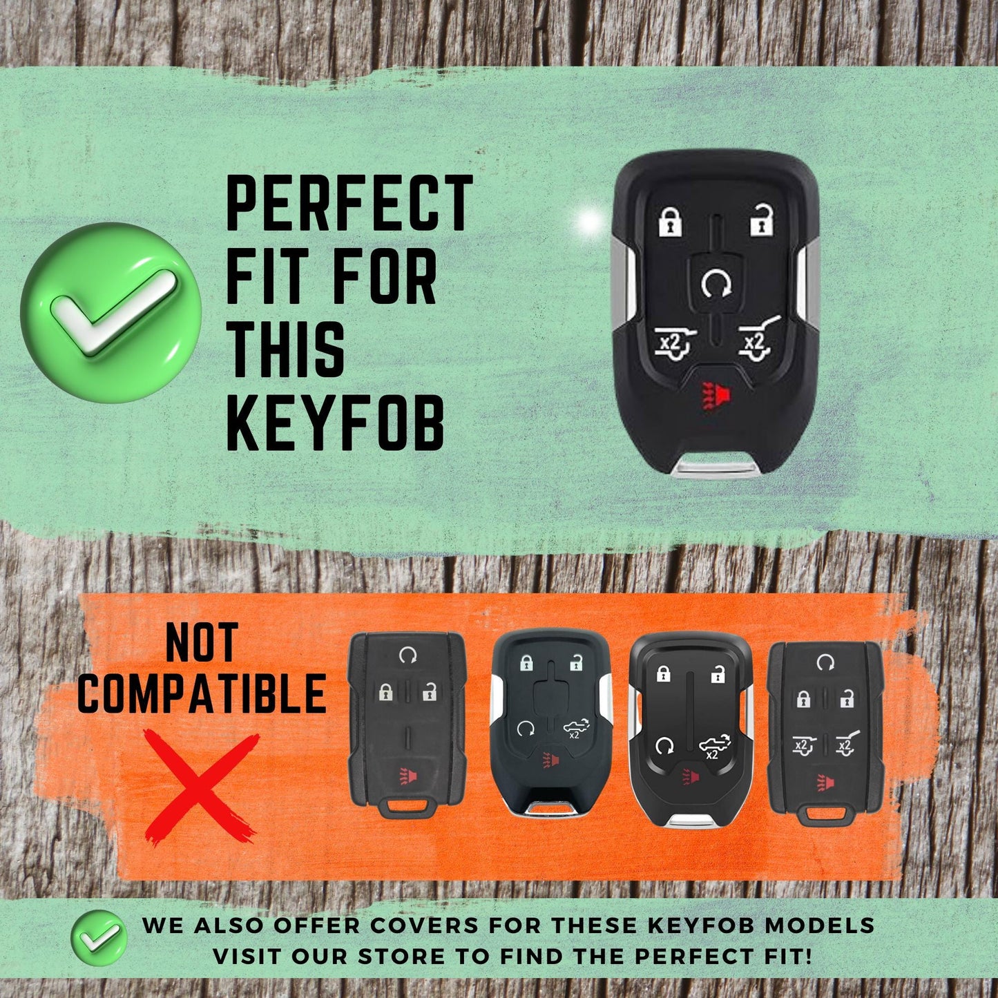 GMC - CHEVROLET 6-Button Key Fob Cover for Silverado, Yukon, Tahoe