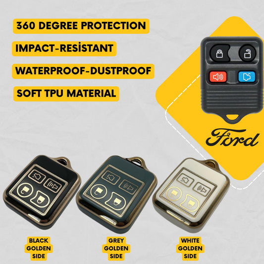 FORD 4-Button Key Fob Cover for Crown Victoria, Explorer, Taurus, Focus, Expedition, Mustang - Tpu Smart Case