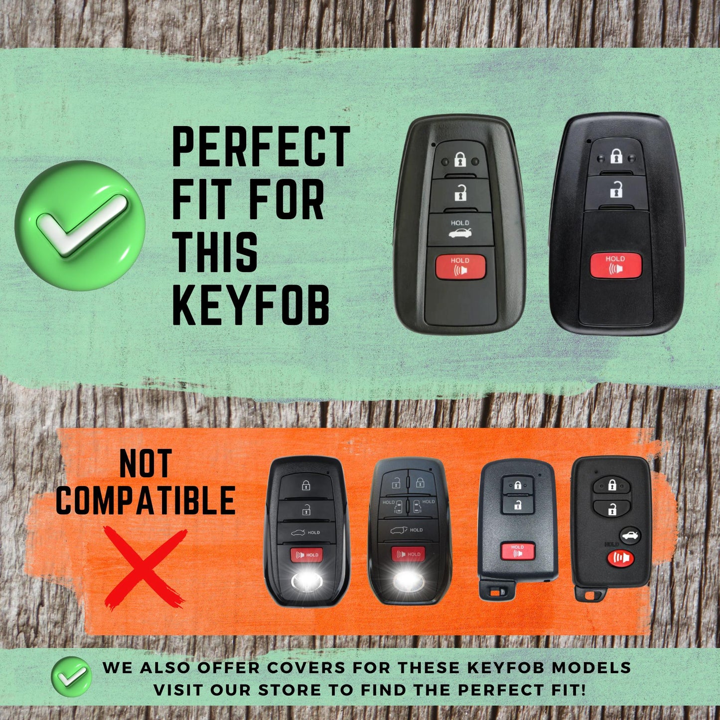 TOYOTA 4-Button Key Fob Cover for Camry, RAV4, Corolla