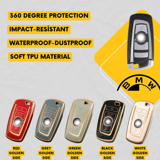 BMW 4-Button Key Fob Cover for 3, 5, 6, 7 Series, X3, X4 - Tpu Remote Case