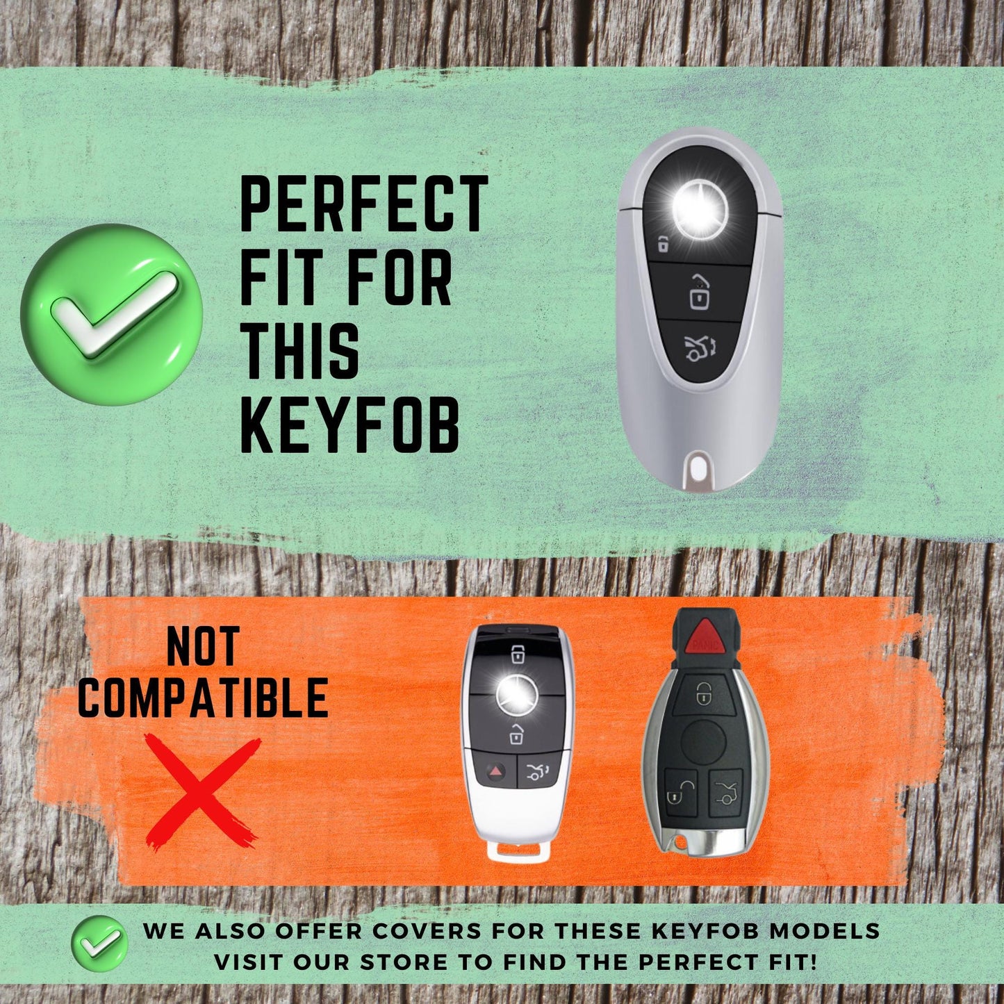 MERCEDES BENZ 3-Button Key Fob Cover for 300, C, E, S, G, M, R, SL, Sprinter - Tpu Remote Case
