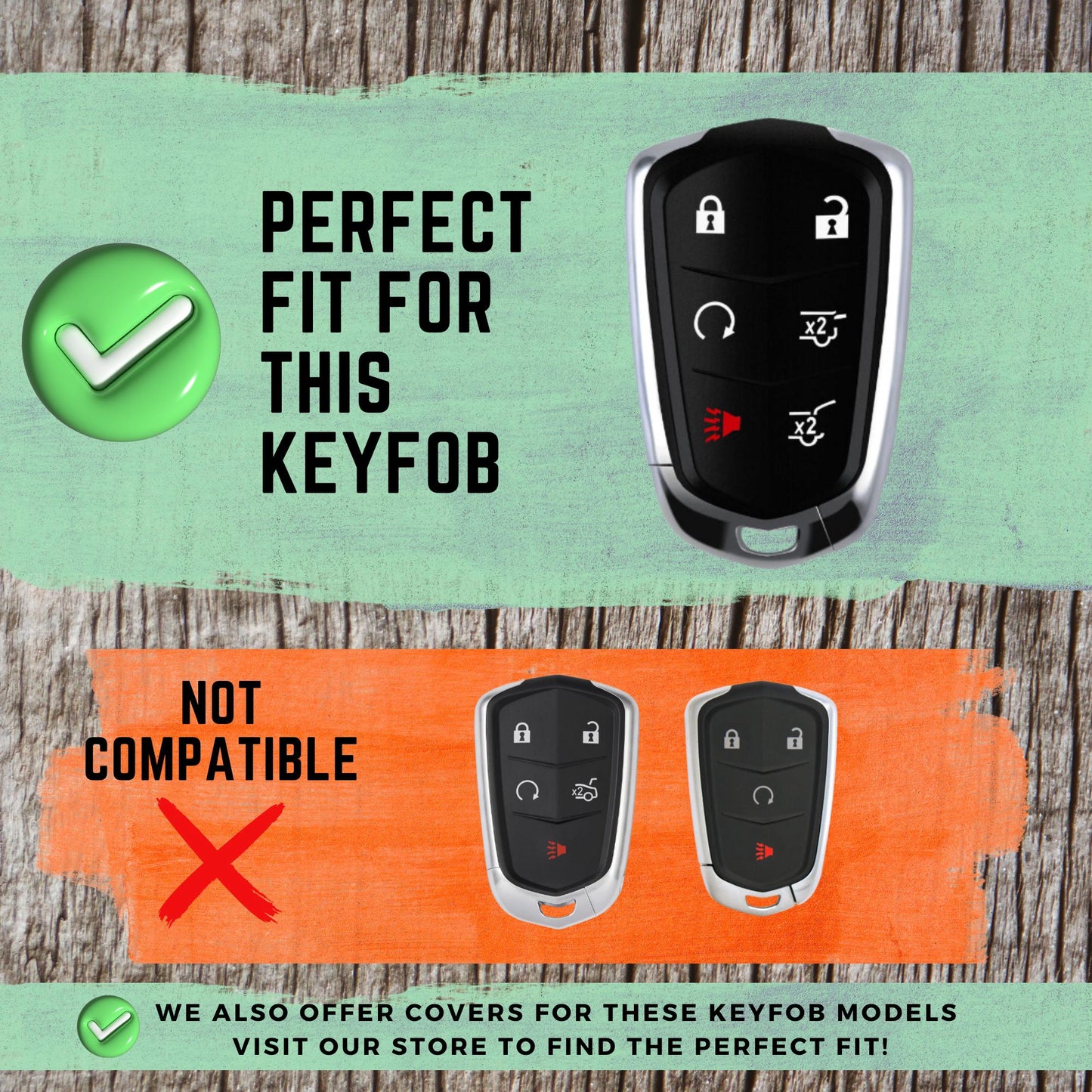 CADILLAC Compatible 6-Button Key Fob Cover for Escalade