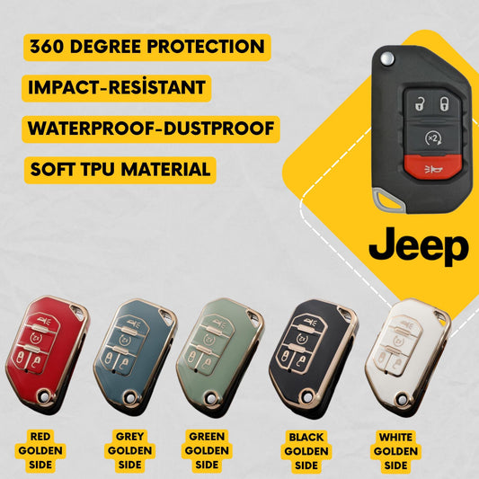 JEEP 4-Button Smart Key Fob Cover for Wrangler, Gladiator