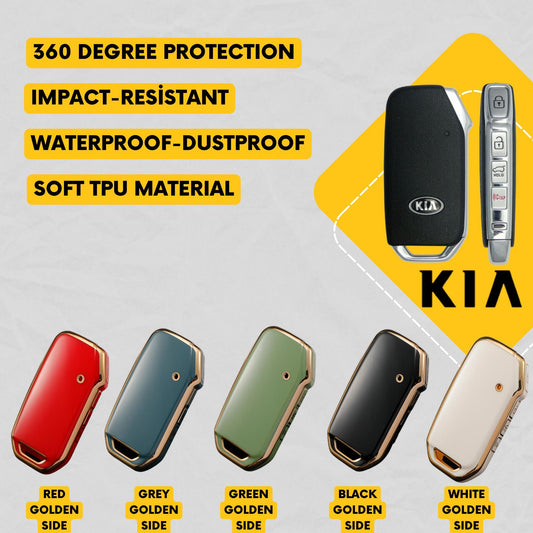 KIA 4-Button Key Fob Cover for Forte, Optima, Sorento, Sportage, Soul - Tpu 360 Protection