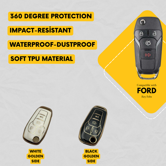 FORD-Compatible 4-Button Key Fob Cover for Transit, Transit Connect, Fusion – TPU Remote Case