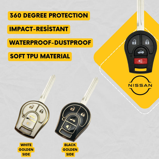 NISSAN 4-Button Key Fob Cover for Rogue, Sentra, Versa, Altima, Armada, Maxima - Tpu Smart Case