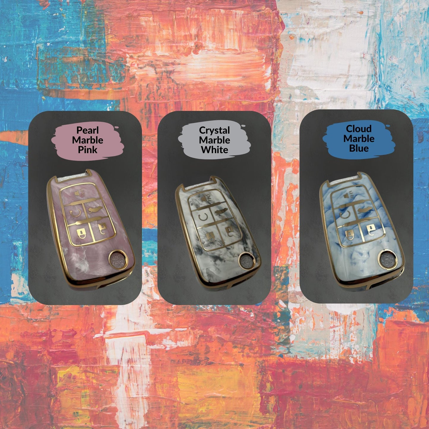 CHEVROLET 5-Button Flip Key Fob Cover for Camaro, Cruze, Equinox, Malibu, Sonic - Tpu Remote Case