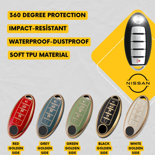 NISSAN INFINITI 5-Button Key Fob Cover for Altima, Maxima, Pathfinder, Q50, Q60, QX60