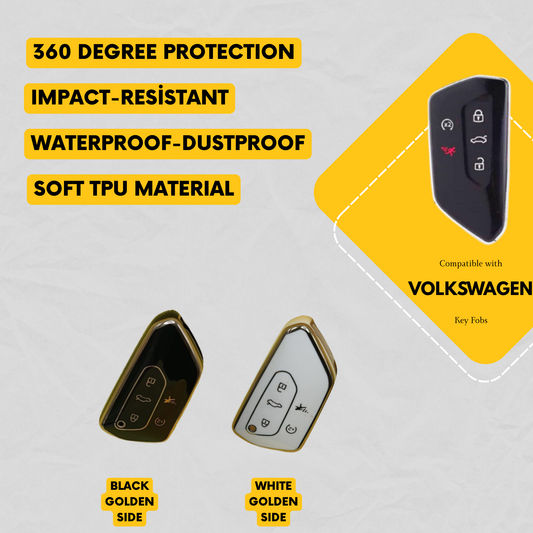 VOLKSWAGEN Compatible 5-Button Key Fob Cover for ID.4, ID.3, Golf MK8, Seat Leon, Tarraco, Ateca, Skoda Octavia - Tpu Remote Case