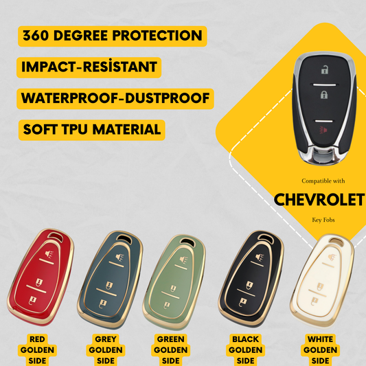 CHEVROLET 3-Button Key Fob Cover for Malibu, Tahoe, Camaro - Tpu 360 Protection