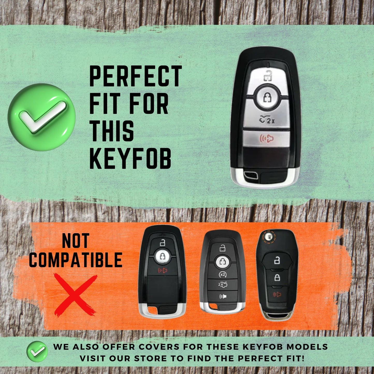 FORD 4-Button Key Fob Cover for Bronco, Edge, Maverick, Ranger