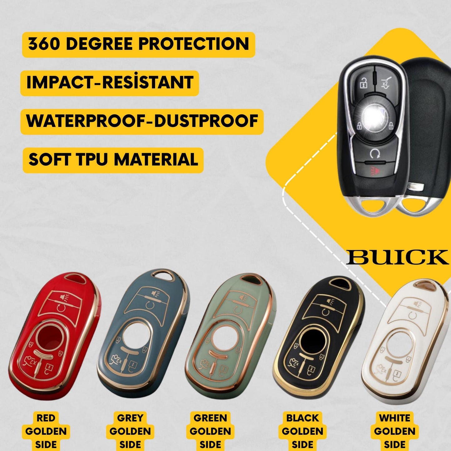 BUICK 5-Button Key Fob Cover for Enclave, Encore GX, Envision, Lacrosse