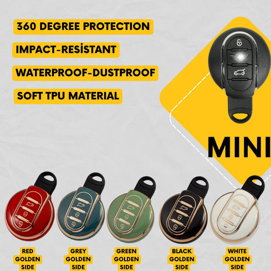 MINI 3-Button Key Fob Cover for Cooper, Countryman, Clubman, Paceman - Tpu Remote Case