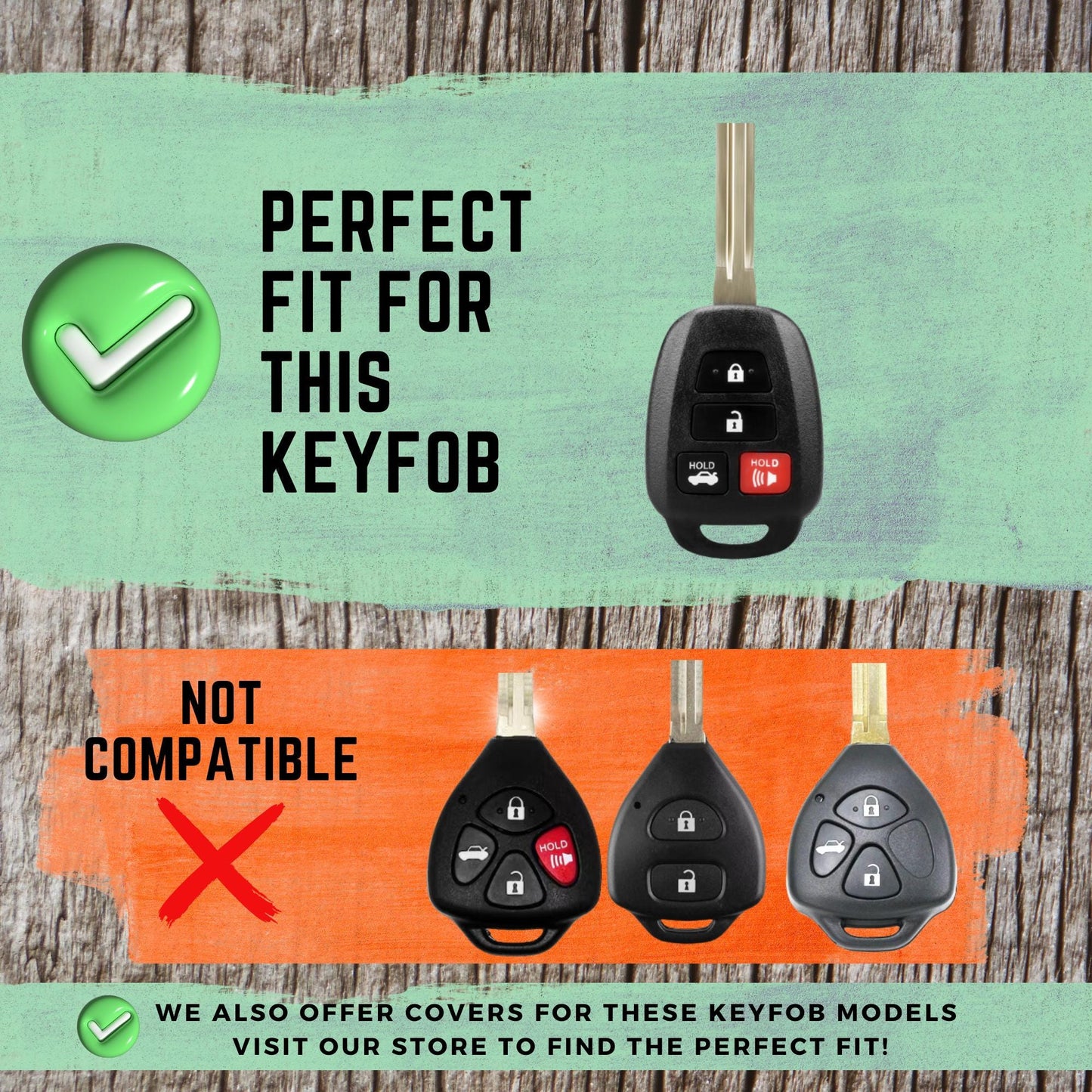TOYOTA 4-Button Entry Key Fob Cover for Camry, Corolla - Tpu Remote Case