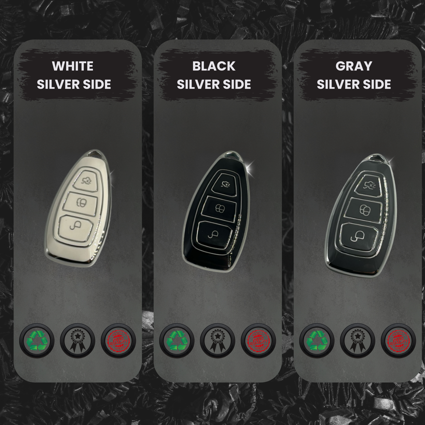 FORD 3-Button Key Fob Cover for Focus, C-Max, Fiesta - Tpu Remote Case