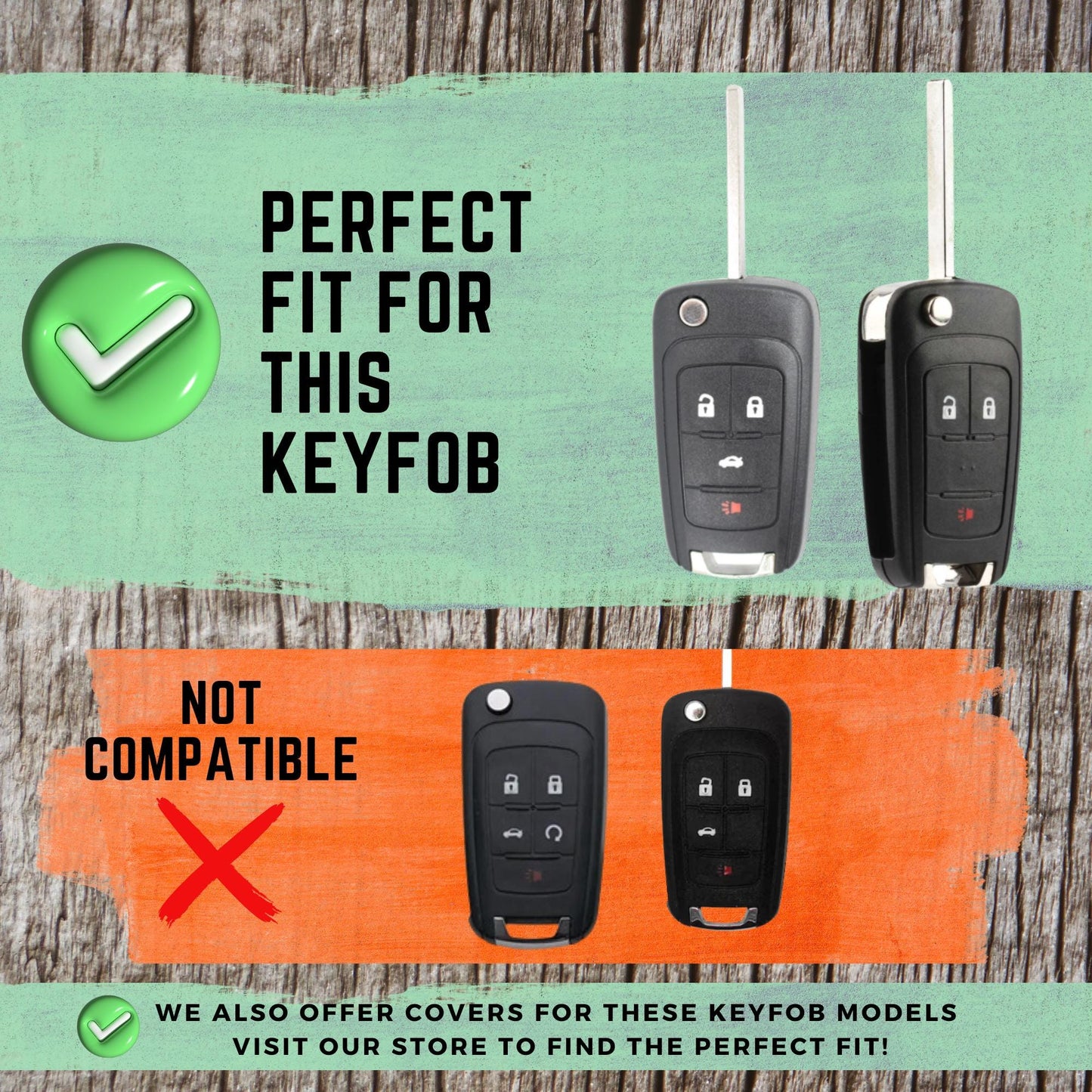 CHEVROLET 4-Button Key Fob Cover for Camaro, Cruze, Equinox, Impala, Terrain