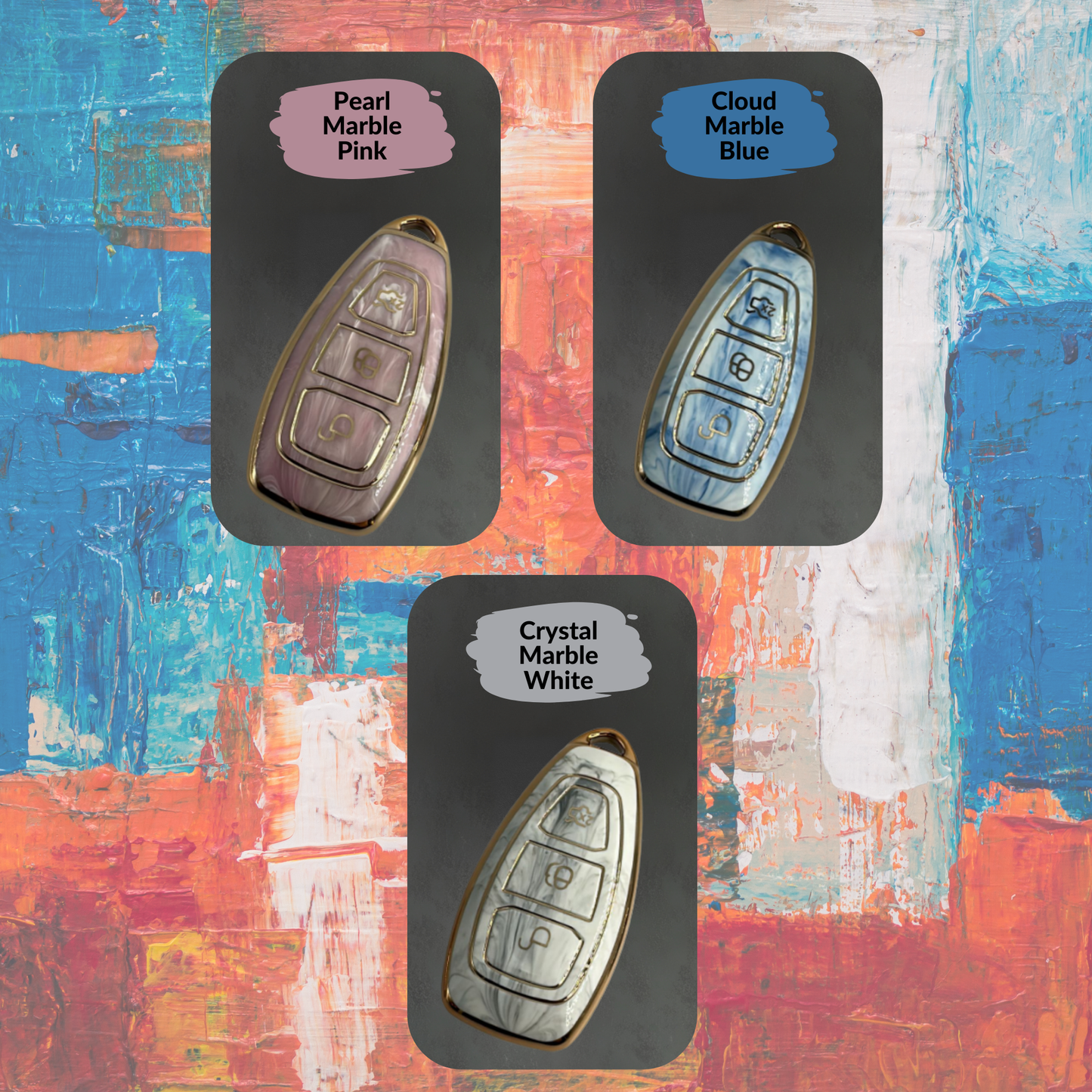 FORD 3-Button Key Fob Cover for Focus, C-Max, Fiesta - Tpu Remote Case