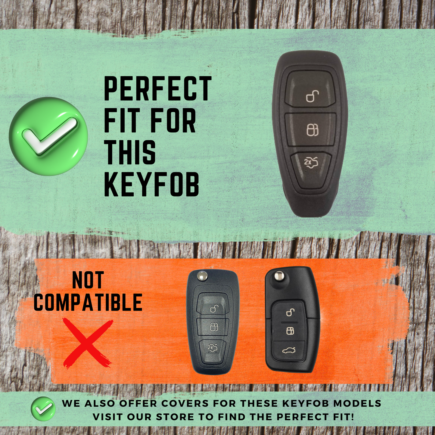 FORD 3-Button Key Fob Cover for Focus, C-Max, Fiesta - Tpu Remote Case