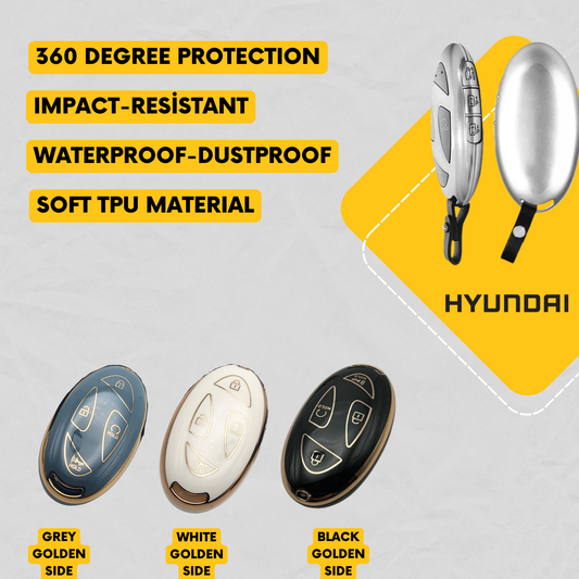 HYUNDAI 7-Button Key Fob Cover for Santa Fe, Kona, Tucson, Elantra, Ioniq 6, Sonata - Tpu Remote Case