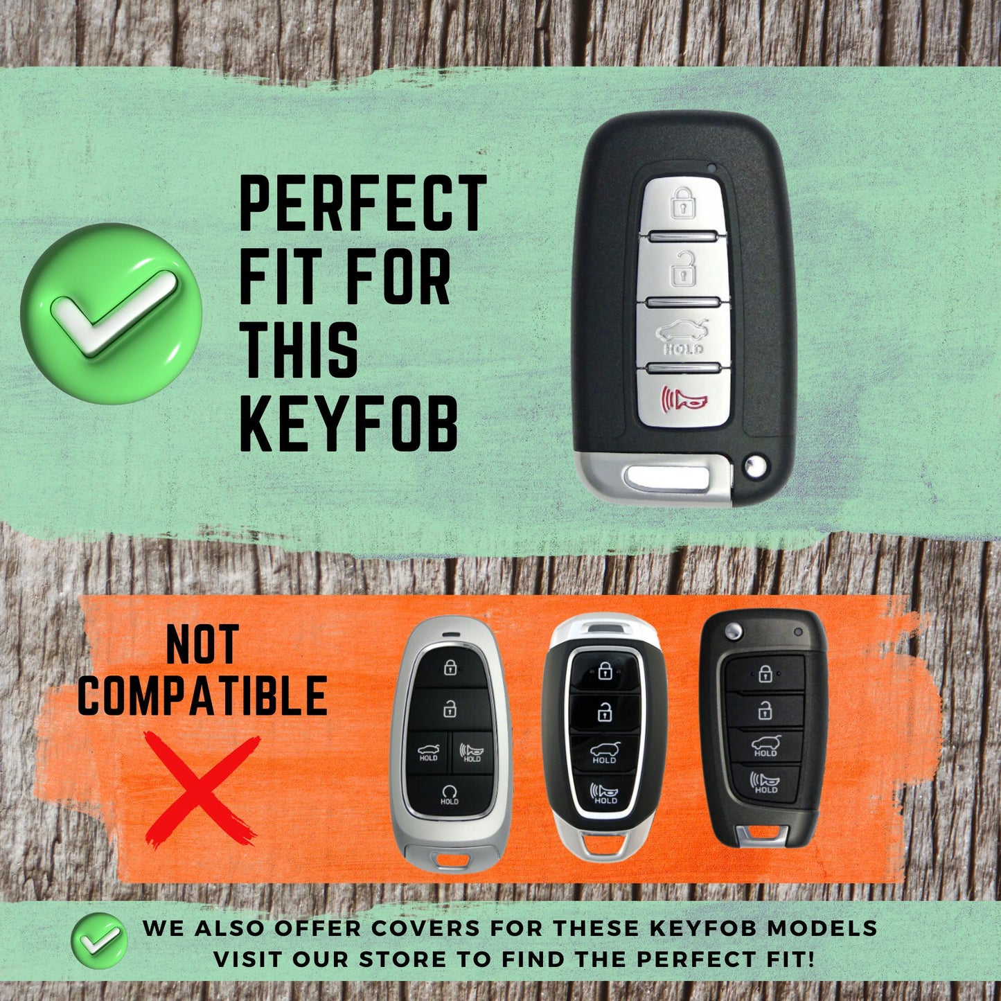 HYUNDAI-Compatible 4-Button Key Fob Cover for Elantra, Veloster, Azera, Equus, Genesis, Sonata