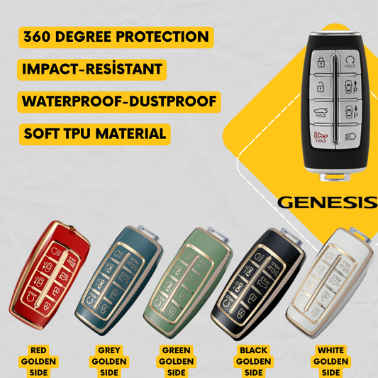 GENESIS 8-Button Key Fob Cover for G70, G80, GV70, GV80 - Tpu Smart Key Case