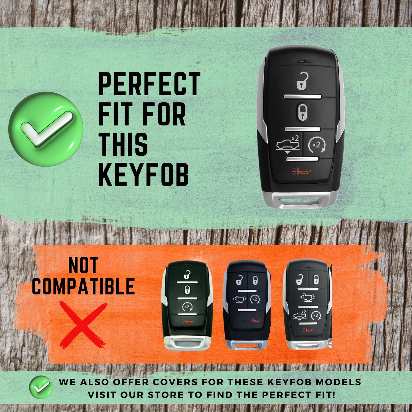 DODGE RAM 5-Button Key Fob Cover for Ram 1500 Pickup - Tpu Remote Case
