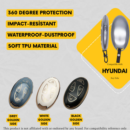 HYUNDAI 5-Button Key Fob Cover for Santa Fe, Kona, Tucson, Elantra, Ioniq 6, Sonata - Tpu Remote Case