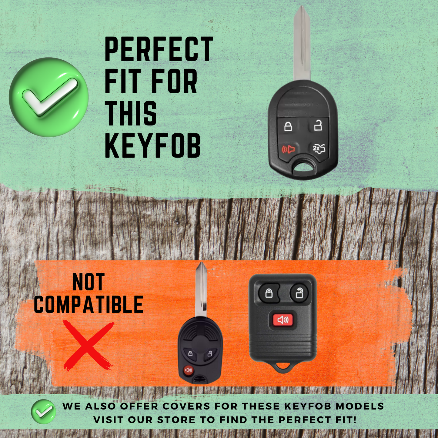 FORD-Compatible 4-Button Key Fob Cover for Edge, Escape, Expedition, Explorer, Focus, Fusion, Mustang, Taurus, Flex – Also Fits Lincoln MKZ, Navigator – TPU Remote Case