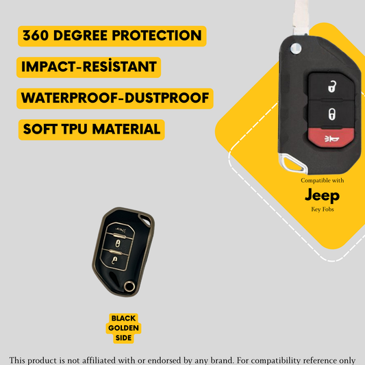 JEEP-Compatible 3-Button Smart Key Fob Cover for Wrangler, Gladiator – TPU Remote Case