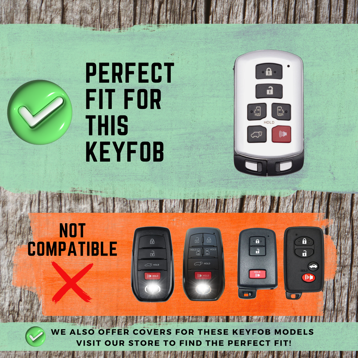 TOYOTA 6-Button Compatible Key Fob Cover for Sienna - Tpu Remote Case