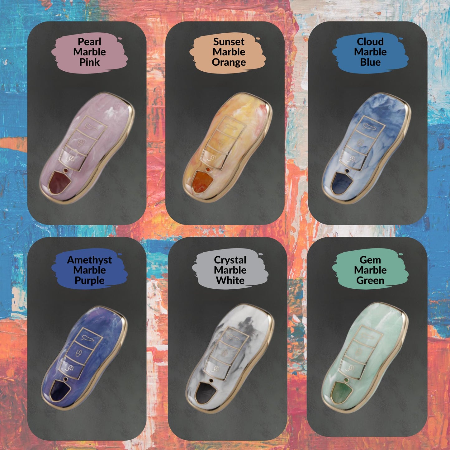 PORSCHE 3-Button Key Fob Cover for 911, Boxster, Cayenne, Cayman, Macan, Panamera - Tpu Smart Case
