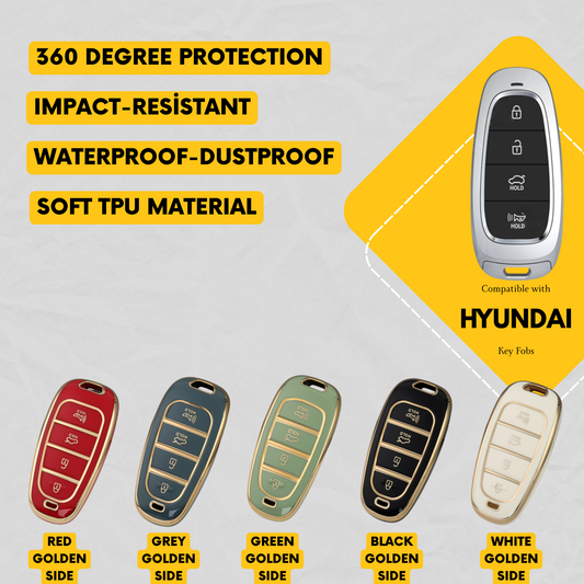 HYUNDAI 4-Button Key Fob Cover for Santa Fe Smart Key - Tpu Remote Case