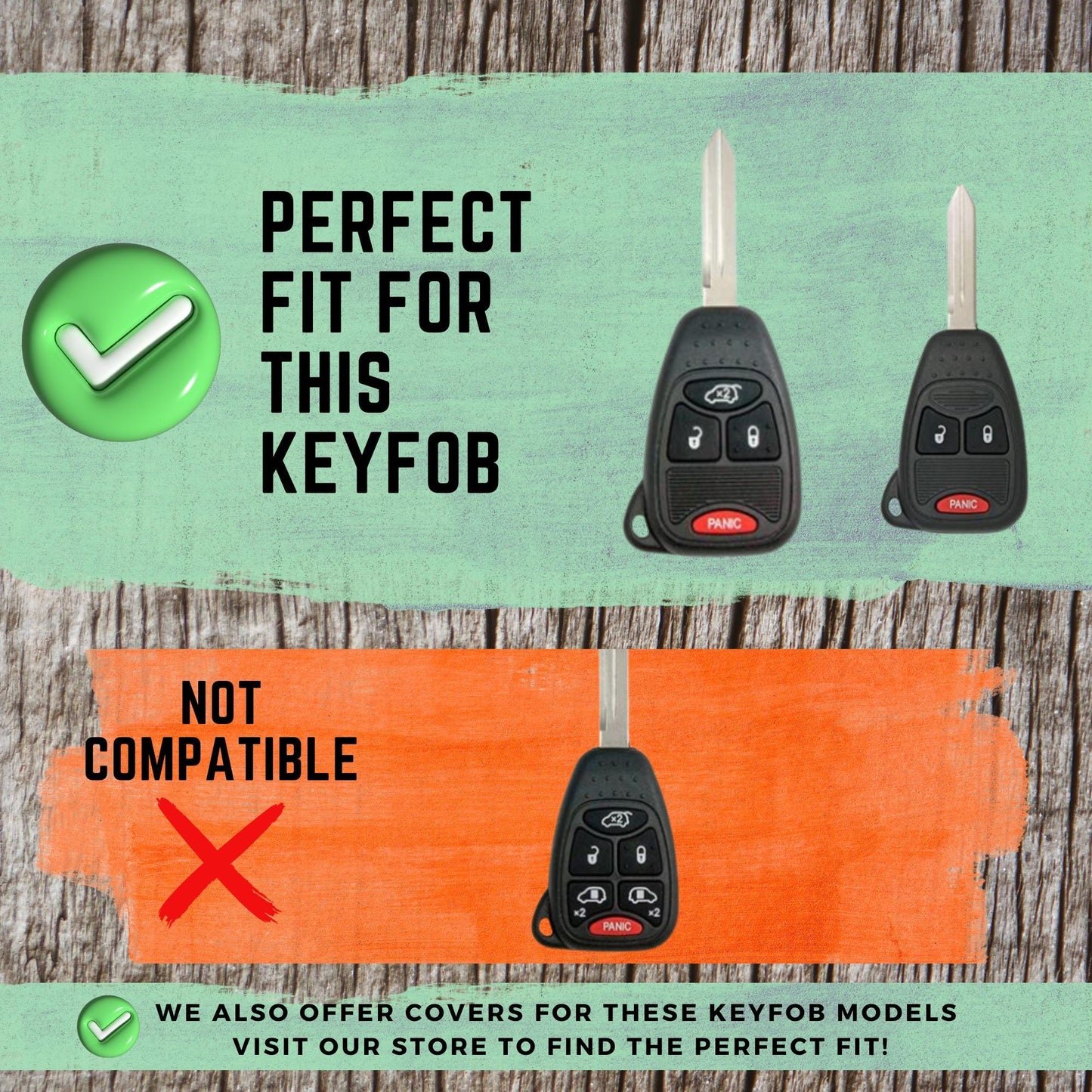 DODGE 4-Button Key Fob Cover for Caliber, Wrangler, Ram, Patriot - Tpu Remote Case