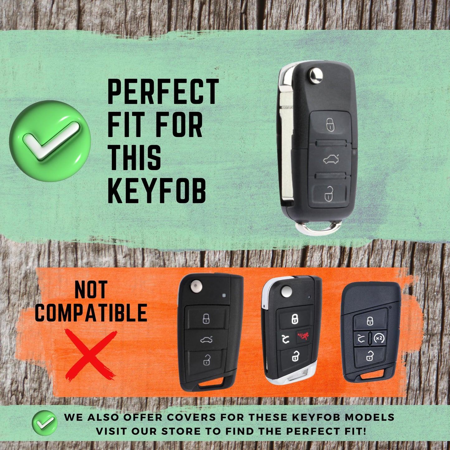 VOLKSWAGEN 3-Button Key Fob Cover for Beetle, CC, EOS, Golf, GTI, Jetta, Passat, Tiguan - Tpu Remote Case