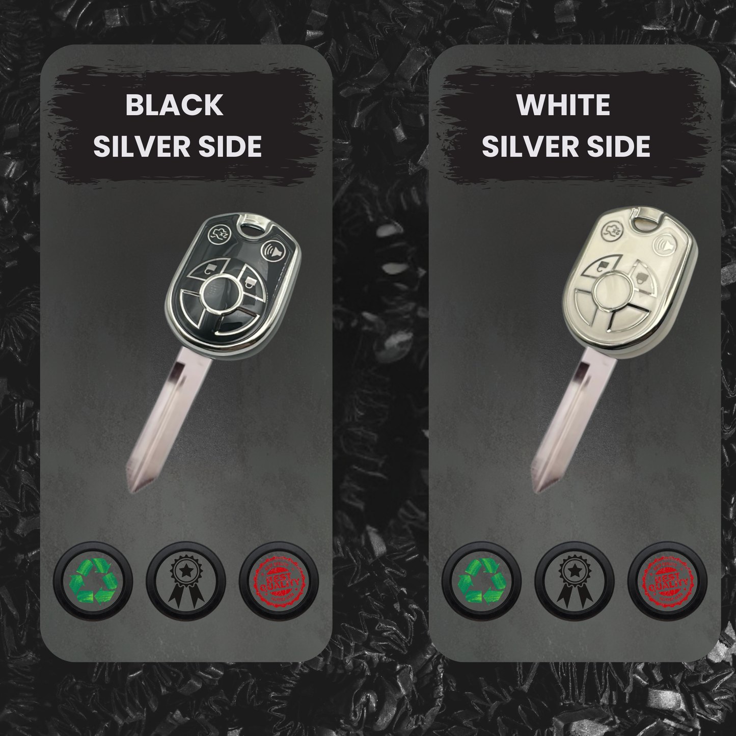 FORD 4-Button Key Fob Cover for Fusion, Edge, Flex, Focus, Escape, Taurus, Mustang - Tpu Smart Case