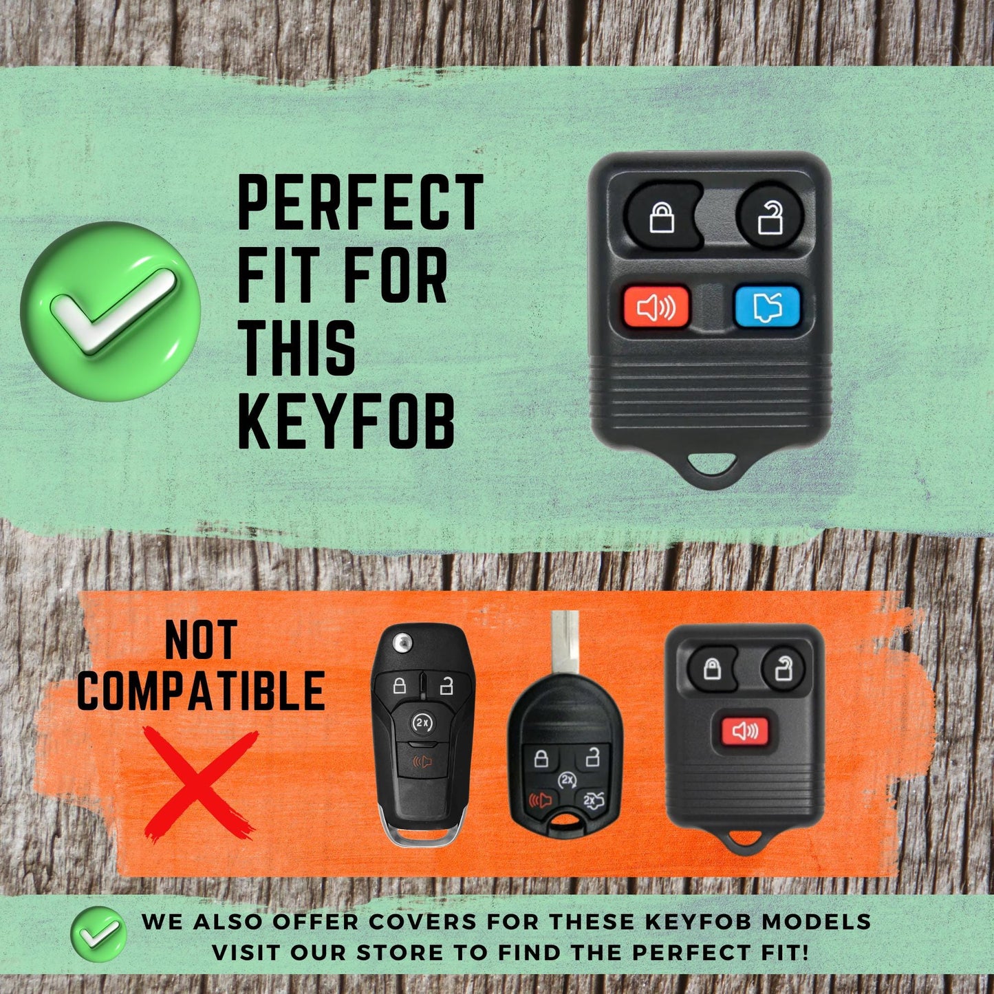 FORD 4-Button Key Fob Cover for Crown Victoria, Explorer, Taurus, Focus, Expedition, Mustang - Tpu Smart Case