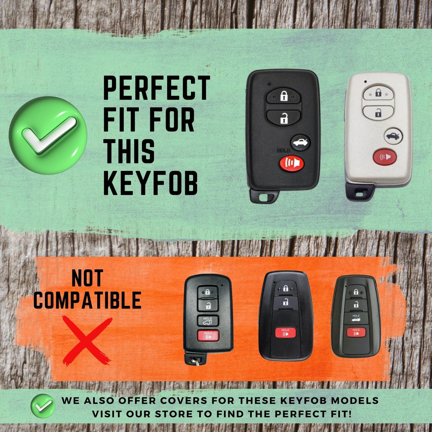TOYOTA 4-Button Key Fob Cover for Prius, Avalon, Highlander - Tpu 360 Protection
